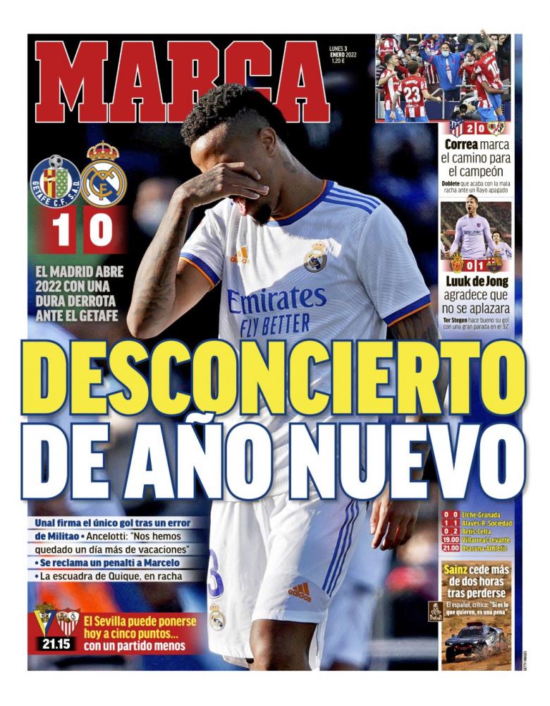 alumno Abrasivo Escarchado PORTADA | Marca, tras la derrota del Real Madrid: "Desconcierto de año  nuevo"