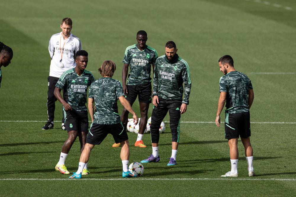 Madrid, Champions League 2022-2023, ultimo allenamento del Real Madrid CF prima della partita contro lo Shakhtar al Santiago Bernabeu. Nella foto: Torello del Real Madrid entrenamiento